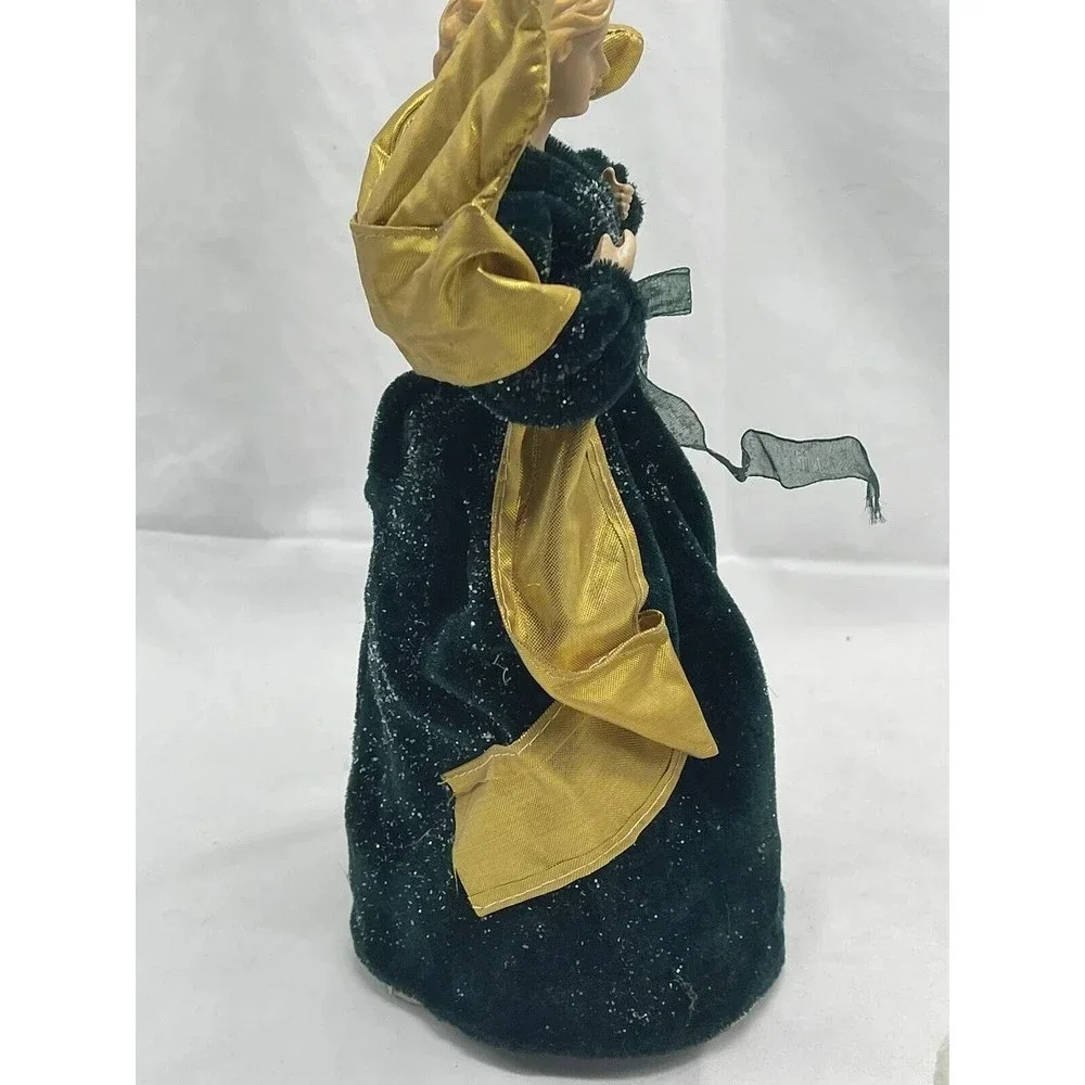 Christmas House Angel Tree Top Green Dress 11” Vintage RARE